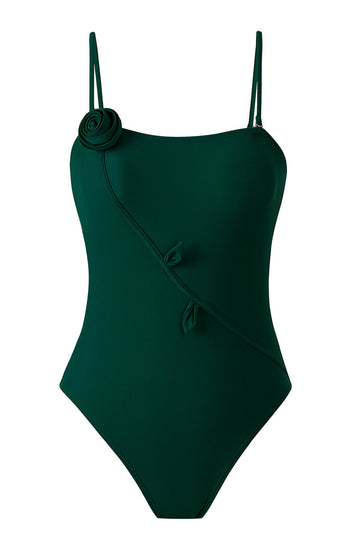 Maillots de bain une pièce vert imprimé en 3D fleur